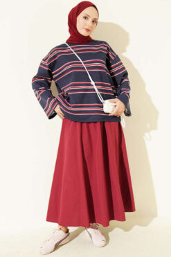 Alternative view of Striped French Terry Two-Thread Knit Tunic Navy Blue