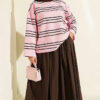 Striped French Terry Two-Thread Knit Tunic Pink - Image 2