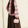 Striped French Terry Two-Thread Knit Tunic Pink - Image 3