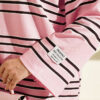 Striped French Terry Two-Thread Knit Tunic Pink - Image 4