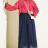 Striped Tunic with Arm Patches Burgundy - Imagen 2