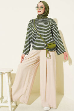 Alternative view of Striped Tunic with Arm Patches Khaki