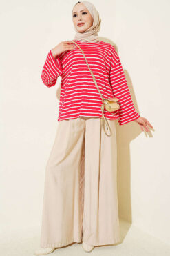 Alternative view of Striped Tunic with Arm Patches Red
