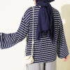 Striped Tunic with Arm Patches Navy Blue - Image 3