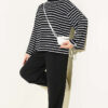 Striped Tunic with Arm Patches Black - Image 2