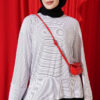 Striped Sleeved Tunic with Side Slit White