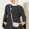 Striped Sleeved Tunic with Side Slit Black