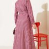 Striped Belted Button Dress Burgundy - الصورة 3