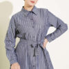 Striped Belted Button Dress Smoke - Image 2
