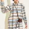 Striped Flannel Shirt Beige
