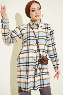 Striped Flannel Shirt Beige