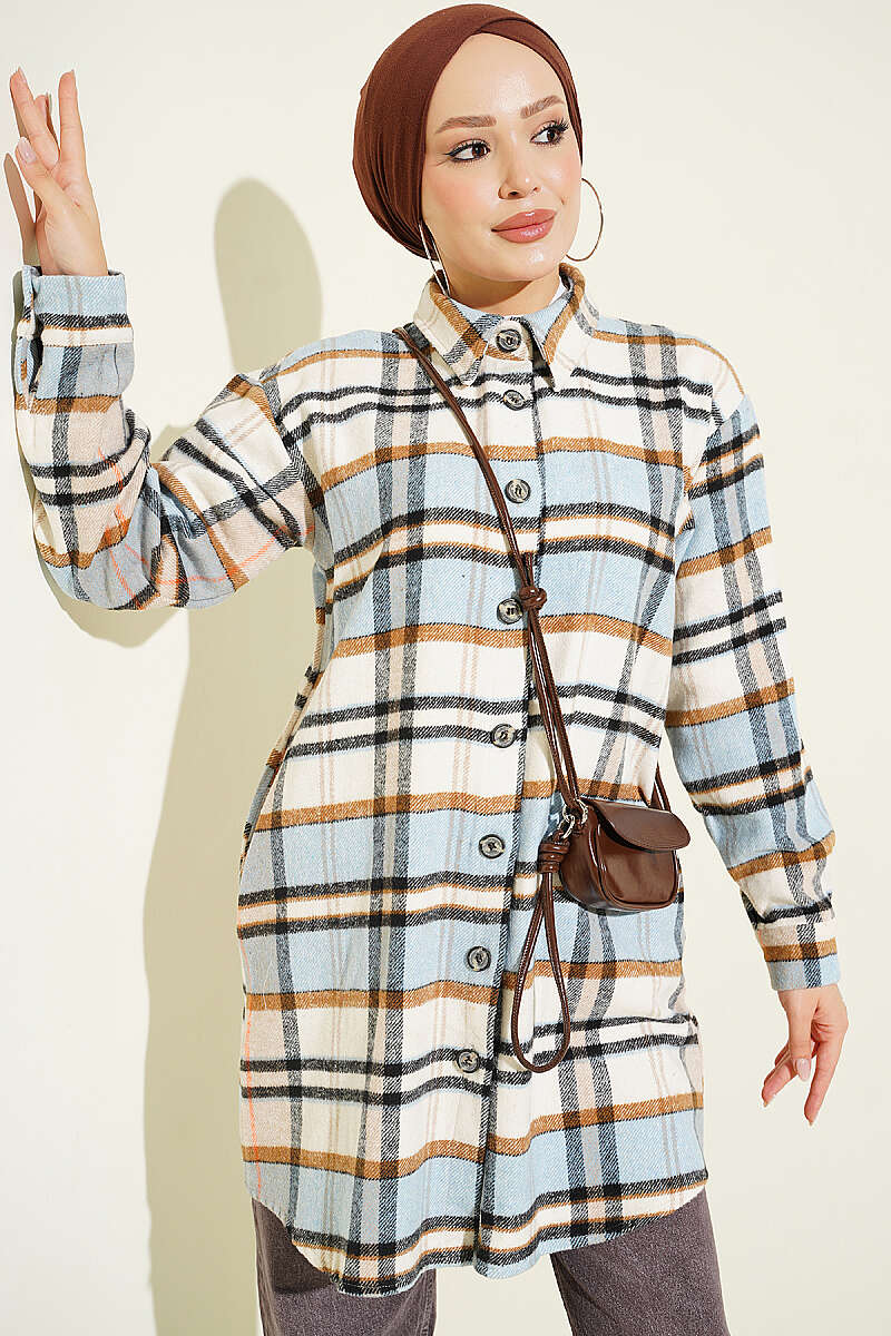 Striped Flannel Shirt Beige