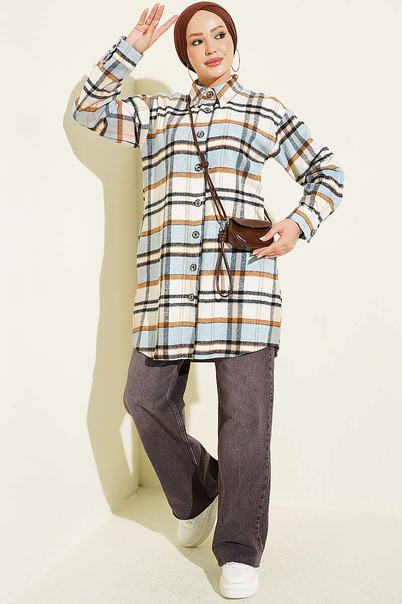 Striped Flannel Shirt Beige - immagine 2