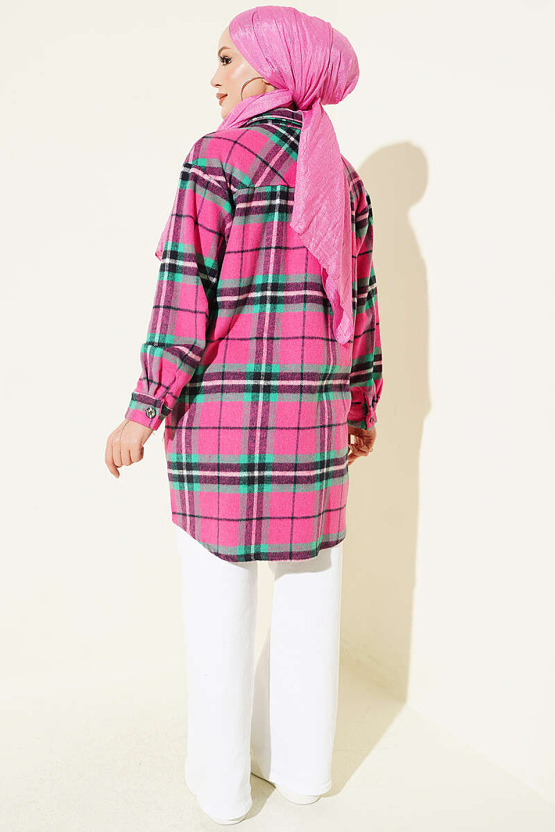 Striped Flannel Shirt Pink - Image 3
