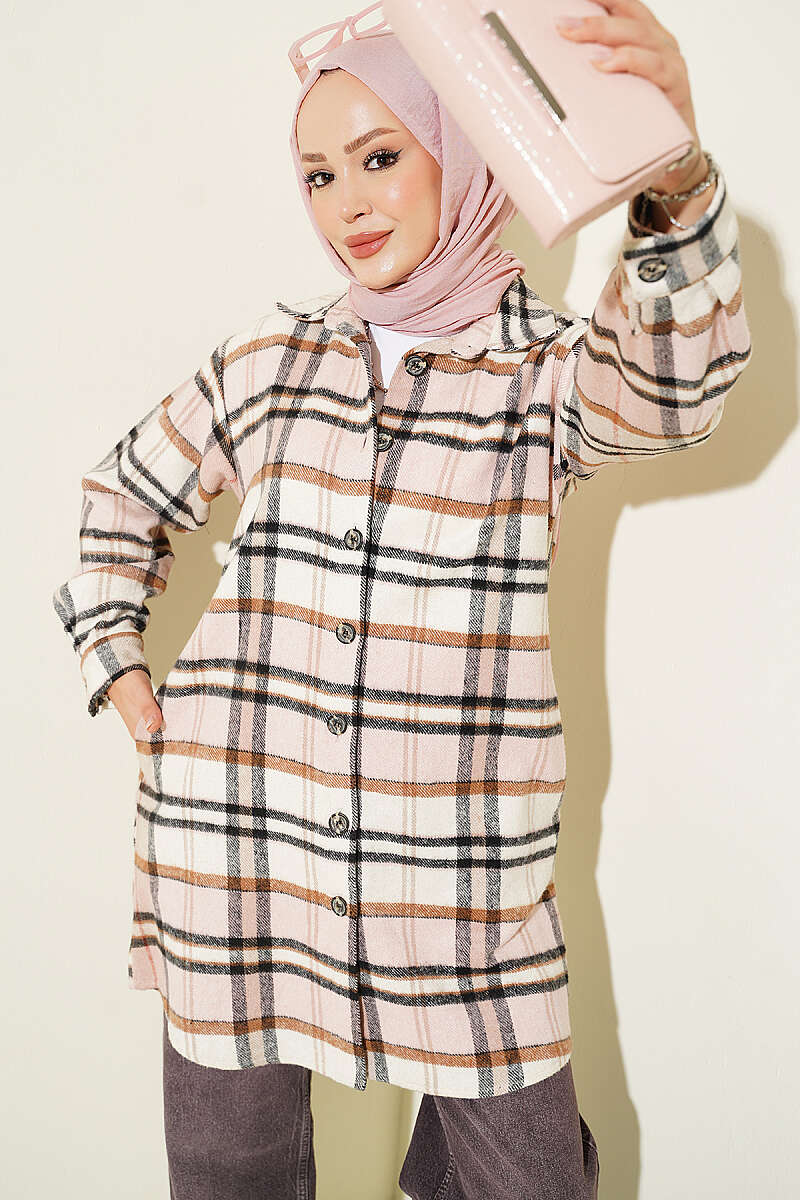 Striped Flannel Shirt Powder Pink