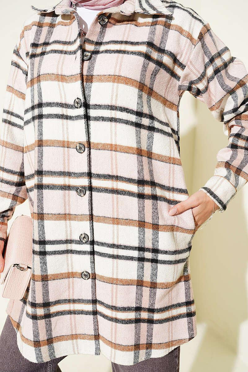 Striped Flannel Shirt Powder Pink - الصورة 4