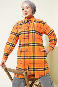 Striped Flannel Shirt Orange