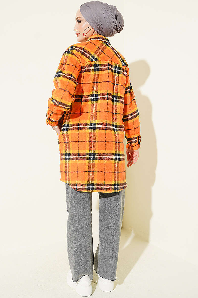 Striped Flannel Shirt Orange - immagine 3