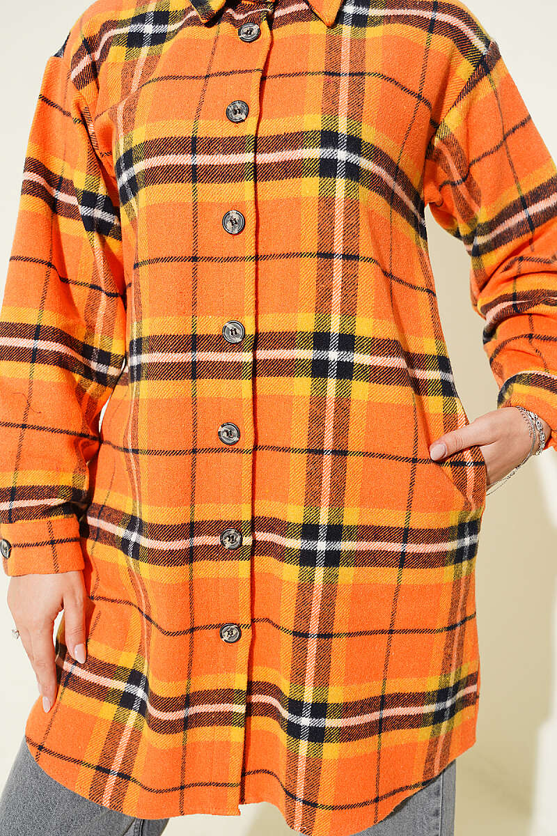 Striped Flannel Shirt Orange - immagine 4