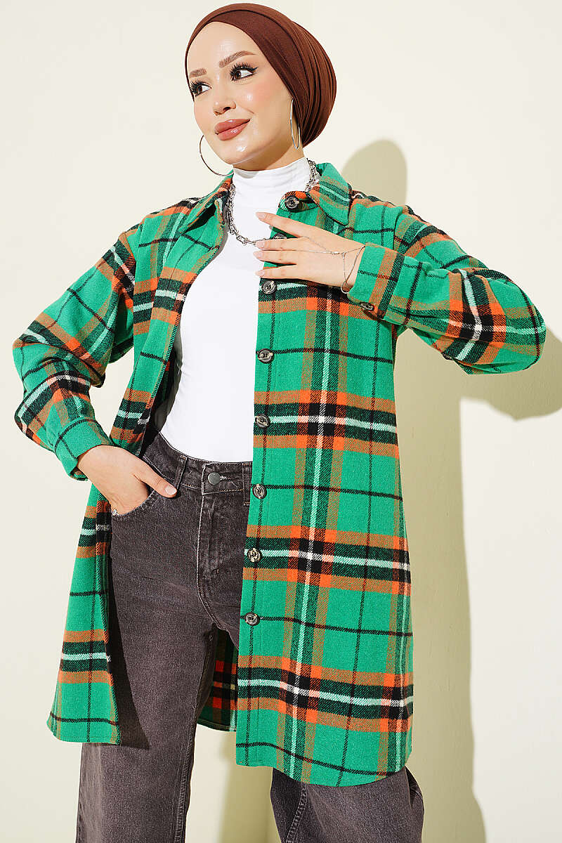 Striped Flannel Shirt Green