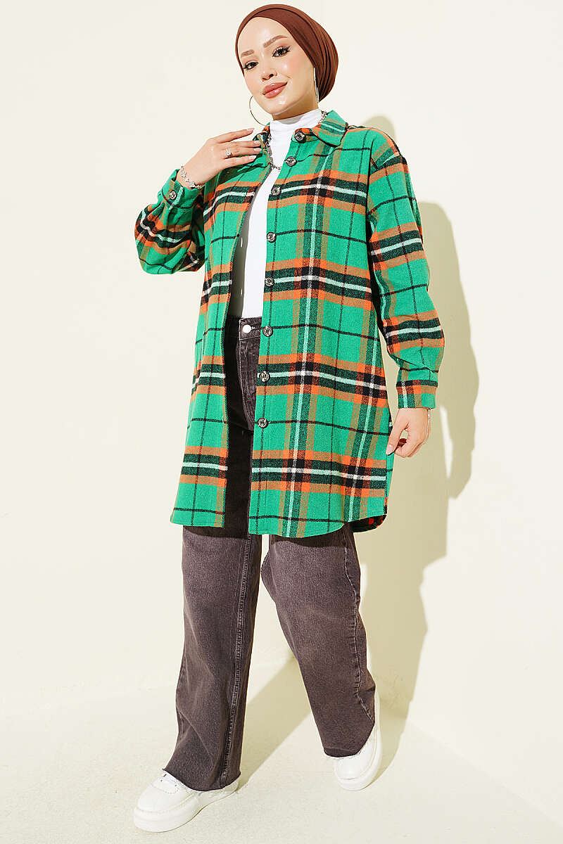 Striped Flannel Shirt Green - Image 2