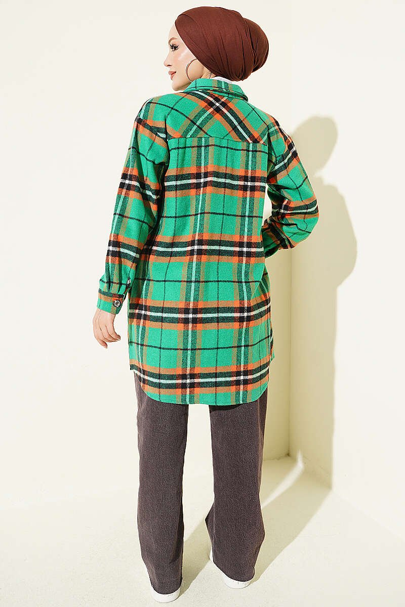 Striped Flannel Shirt Green - Image 3