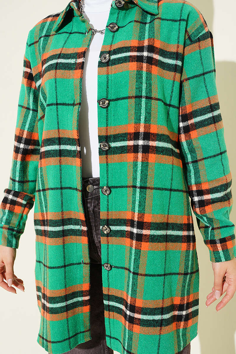 Striped Flannel Shirt Green - Image 4