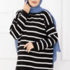 Striped Oversized Knit Sweater Black - Image 2