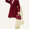 Textured Knit Cardigan with Drop Stitch Detail Burgundy - الصورة 2