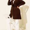 Textured Knit Cardigan with Drop Stitch Detail Brown - Image 2