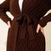 Textured Knit Cardigan with Drop Stitch Detail Brown - Image 4