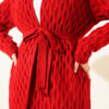 Textured Knit Cardigan with Drop Stitch Detail Red – Image 4