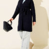 Textured Knit Cardigan with Drop Stitch Detail Navy Blue – Image 2