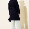 Textured Knit Cardigan with Drop Stitch Detail Navy Blue – Image 3
