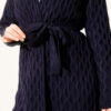 Textured Knit Cardigan with Drop Stitch Detail Navy Blue – Image 4