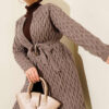 Textured Knit Cardigan with Drop Stitch Detail Latte