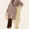 Textured Knit Cardigan with Drop Stitch Detail Latte – Image 2