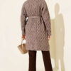 Textured Knit Cardigan with Drop Stitch Detail Latte – Image 3