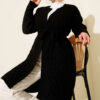 Textured Knit Cardigan with Drop Stitch Detail Black