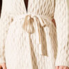 Textured Knit Cardigan with Drop Stitch Detail Stone – Image 4