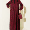Lace-Trimmed Houndstooth Dress Burgundy