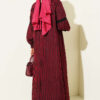 Lace-Trimmed Houndstooth Dress Burgundy - الصورة 3