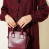 Lace-Trimmed Houndstooth Dress Burgundy - الصورة 4