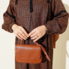 Lace-Trimmed Houndstooth Dress Brown – Bild 4