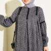 Lace-Trimmed Houndstooth Dress Black - Afbeelding 2