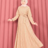 Textured Lace Wrap Dress with Removable Belt for Modest Wear Camel - الصورة 2