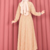 Textured Lace Wrap Dress with Removable Belt for Modest Wear Camel - الصورة 7