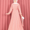 Textured Lace Wrap Dress with Removable Belt for Modest Wear Powder Pink - الصورة 3