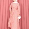 Textured Lace Wrap Dress with Removable Belt for Modest Wear Powder Pink