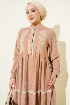 Alternative view of Lace Embroidered Knit Dress Latte